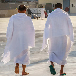 2PCS Islamic Men Prayer Ihram Pilgrimage Towel Muslim Arab Mecca Hajj Clothes Ramadan Boys Worship Costumes Shawl Jubba Thobe