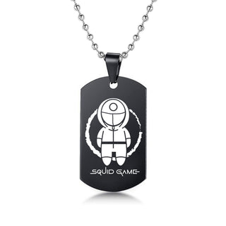 Engraved Squid Game Round Square Triangle Logo Stainless Steel Necklace Fashion Dog Tag Pendant Necklaces For Men Women