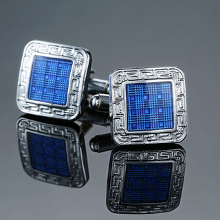 Men's Shirt French Cufflinks High Quality Enamel Vintage Pattern Laser Metal Cube Cufflinks