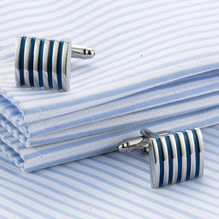 French Shirt Cufflinks Business Blue Stripes