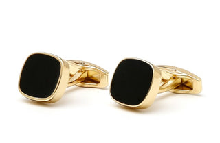 Men's Cufflinks New Classic Simple Inlaid Black Square Gold Shirt Cufflink Buttons