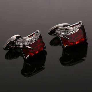 High Quality Red Crystal French Shirt Cufflinks