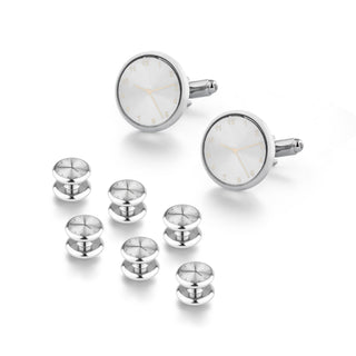 Men's Cufflinks French Shirt Round Drip Shell Cufflinks Cufflink Combo 8 Piece Set