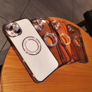 IPHONE Electroplating Soft Diamond Ring Phone Case Drill Leakage Standard Mobile Phone Case Lens Film