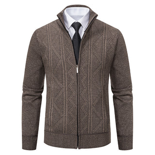 Fall Winter Men Woolen Sweater Men's Cardigan Coat Stand Collar