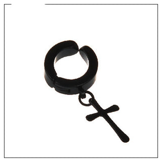 Tassel Black Earrings Without Pierced Cross Wolf Men And Women Tide Earrings