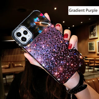 IPHONE VIP PHONE CASES European And American Punk Gradient Rhinestone Makeup Mirror Phone Case