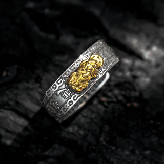Feng Shui Ring Pixiu Mantra Ring Protection Wealth Adjustable Rings Gift for Women Men