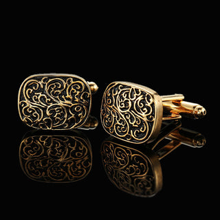 Men's Shirt French Cufflinks High Quality Enamel Vintage Pattern Laser Metal Cube Cufflinks