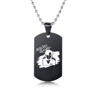 Engraved Squid Game Round Square Triangle Logo Stainless Steel Necklace Fashion Dog Tag Pendant Necklaces For Men Women