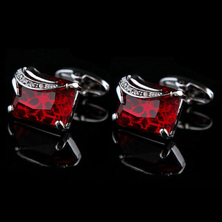 High Quality Red Crystal French Shirt Cufflinks