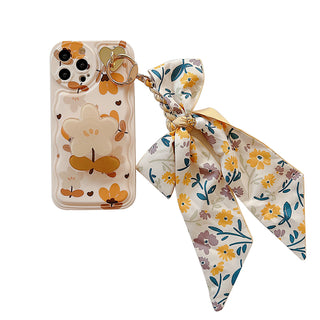 IPHONE Autumn Leaves And Flowers With Bow Silk Scarf Phone Cases