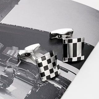 Men's Business Shirt French Plaid Enamel Cufflinks