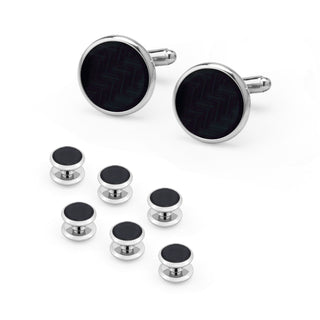 Men's Cufflinks French Shirt Round Drip Shell Cufflinks Cufflink Combo 8 Piece Set