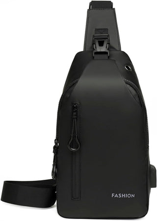 Crossbody Sling Bag, VUCATIN Body Chest Shoulder Bag for Men Women Casual Shoulder Backpack Bag, Waterproof Leather Chest Casual Daypack with Usb Charging Port for Travel Hiking