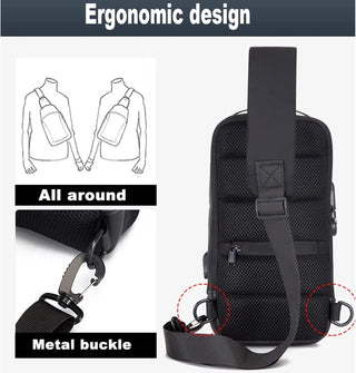 Crossbody Sling Bag, VUCATIN Body Chest Shoulder Bag for Men Women Casual Shoulder Backpack Bag, Waterproof Leather Chest Casual Daypack with Usb Charging Port for Travel Hiking