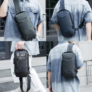 Crossbody Sling Bag, VUCATIN Body Chest Shoulder Bag for Men Women Casual Shoulder Backpack Bag, Waterproof Leather Chest Casual Daypack with Usb Charging Port for Travel Hiking